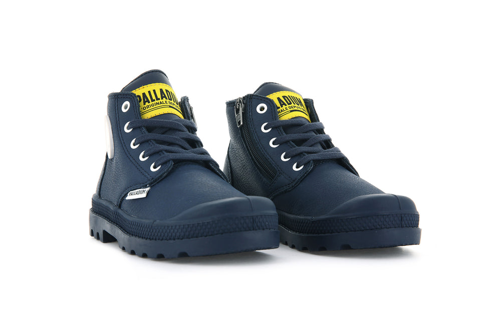 Botas Palladium PAMPA MID LTH ZIP Niños Indigo | Costa Rica-59240